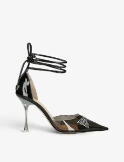 Crystal-embellished 100 Leather And PVC Heeled Courts