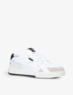 Palm Angels University Logo-print Low-top Leather Trainers -Manolo Blahnik Store R04003610 WHITEBLK ALT02