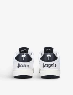 Palm Angels University Logo-print Low-top Leather Trainers -Manolo Blahnik Store R04003610 WHITEBLK ALT03