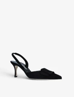 Manolo Blahnik Maysli Buckled Suede Slingback Courts -Manolo Blahnik Store R04010632 BLACK ALT02