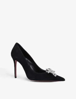 Amina Muaddi Rosie Crystal-embellished Satin Courts -Manolo Blahnik Store R04044614 BLACK ALT02