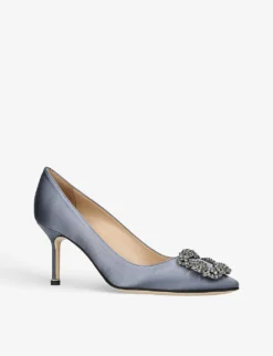 Manolo Blahnik Hangisi 70 Crystal-embellished Satin Courts -Manolo Blahnik Store R04064372 GREYDARK ALT02