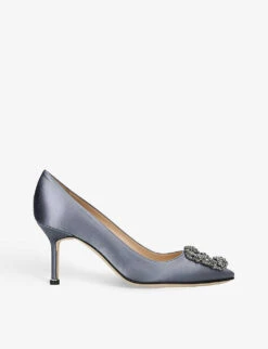 Manolo Blahnik Hangisi 70 Crystal-embellished Satin Courts