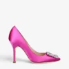 Manolo Blahnik Hangisi Crystal-embellished Satin Heeled Courts