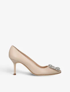 Manolo Blahnik Hangisi 70 Crystal-embellished Leather Courts