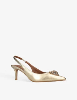 Kurt Geiger London Belgravia Eagle-embellishment Leather Slingback Courts 6 Kurt Geiger London Belgravia Eagle-embellishment Leather Slingback Courts -Manolo Blahnik Store R04065827 GOLD ALT02
