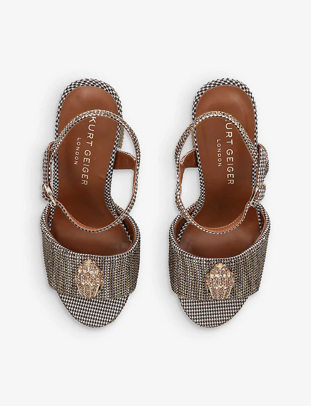 Kurt Geiger London Kensington Houndstooth Woven Platform Sandals 2 Kurt Geiger London Kensington Houndstooth Woven Platform Sandals - Image 2