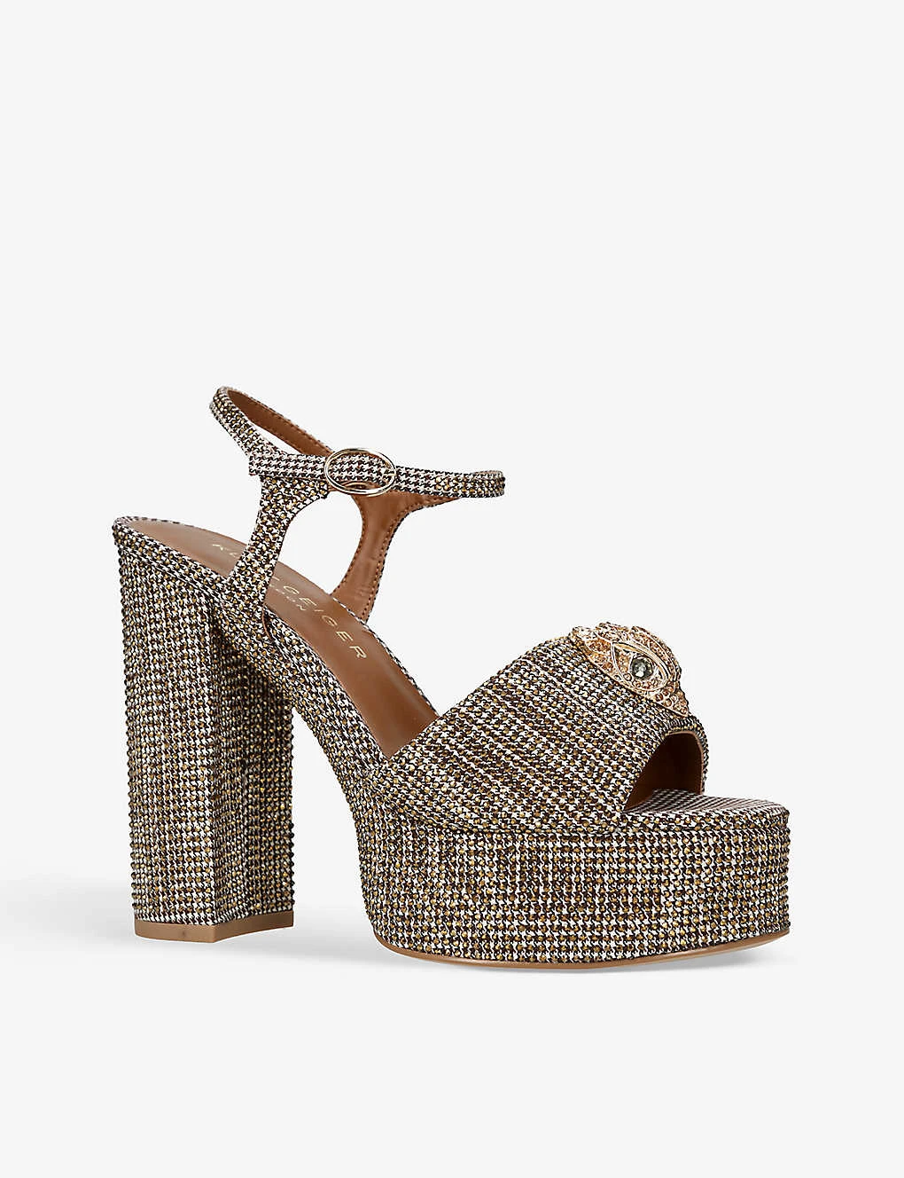 Kurt Geiger London Kensington Houndstooth Woven Platform Sandals 3 Kurt Geiger London Kensington Houndstooth Woven Platform Sandals - Image 3