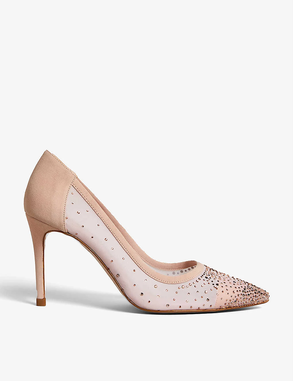 Ted Baker Ryalay Diamante-embellished Mesh And Faux-suede Courts 1 Ted Baker Ryalay Diamante-embellished Mesh And Faux-suede Courts