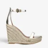 Kurt Geiger London Shoreditch Crystal-embellished Wedge Leather Sandals
