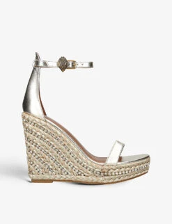 Kurt Geiger London Shoreditch Crystal-embellished Wedge Leather Sandals