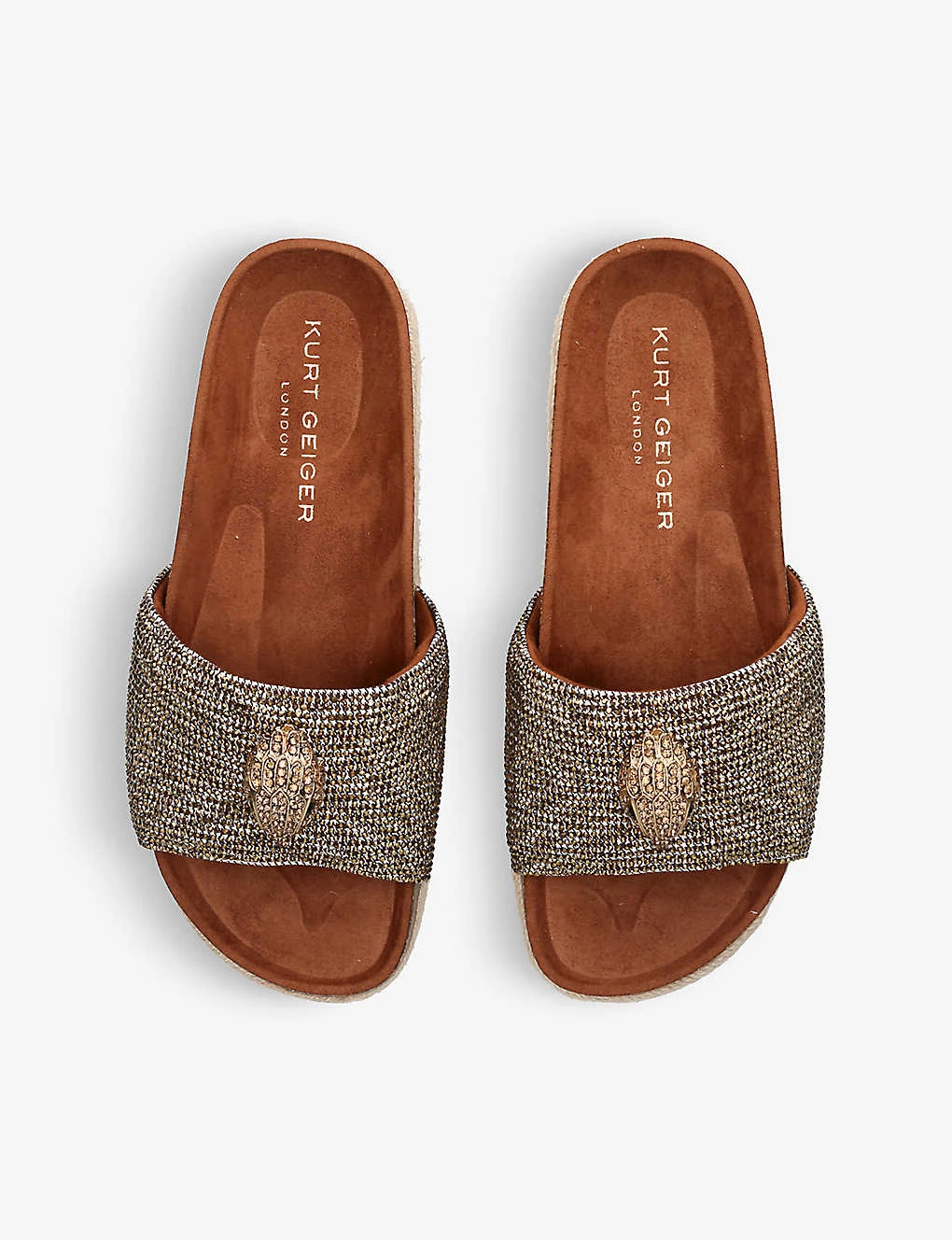 Kurt Geiger London Kensington Crystal-embellished Flatform Woven Sliders 2 Kurt Geiger London Kensington Crystal-embellished Flatform Woven Sliders - Image 2