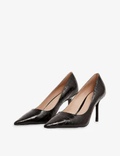 Reiss Elina Croc-embossed Leather Court Shoes -Manolo Blahnik Store R04068280 BLACK ALT02