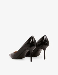 Reiss Elina Croc-embossed Leather Court Shoes -Manolo Blahnik Store R04068280 BLACK ALT03