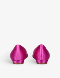 Manolo Blahnik Hangisi Crystal-embellished Satin Flats -Manolo Blahnik Store R04069937 PINK ALT03