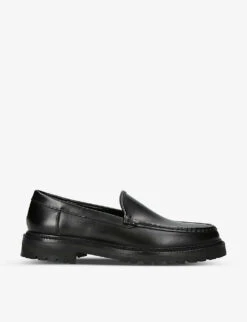 Manolo Blahnik Dineralo Topstitched Leather Loafers
