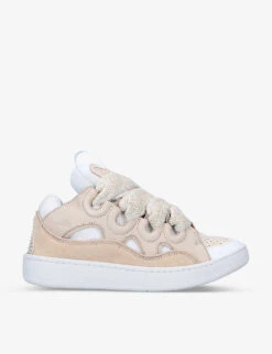 Lanvin Curb Lace-up Leather, Suede And Mesh Low-top Trainers