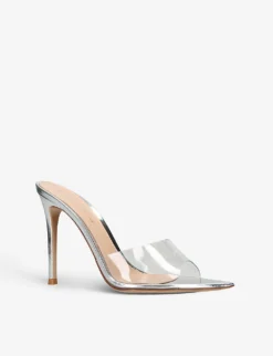 Elle 105 Leather And PVC Heeled Mules 6 Elle 105 Leather And PVC Heeled Mules -Manolo Blahnik Store R04071941 SILVER ALT02