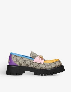 Gucci GG Monogram-embellished Canvas And Leather Loafers