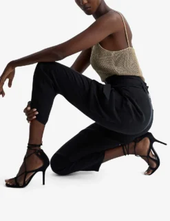 Reiss Kate Swirl-strap Heeled Leather Sandals -Manolo Blahnik Store R04075275 BLACK ALT04