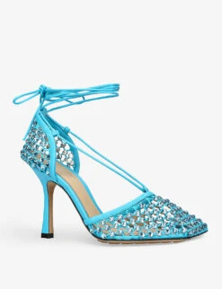 Bottega Veneta Strass Crystal-embellished Leather And Mesh Sandals 7 Bottega Veneta Strass Crystal-embellished Leather And Mesh Sandals -Manolo Blahnik Store R04075292 BLUE ALT02