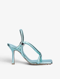 Bottega Veneta Stretch Metallic Leather Heeled Sandals