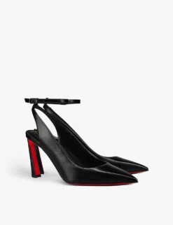 Christian Louboutin Condora 85 Leather Slingback Courts -Manolo Blahnik Store R04075587 BLACKLINBLACK ALT03