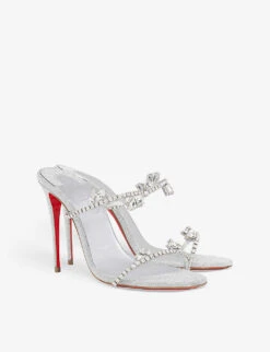 Christian Louboutin Just Queen 100 Crystal-embellished Leather Heeled Sandals -Manolo Blahnik Store R04075598 SILVERCRYLIN ALT03
