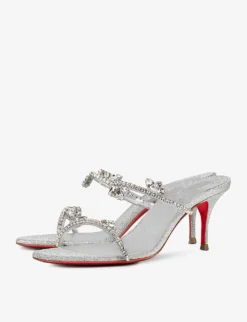 Christian Louboutin Just Queen 70 Leather And PVC Heeled Sandals -Manolo Blahnik Store R04075599 SILVERCRYLIN ALT03