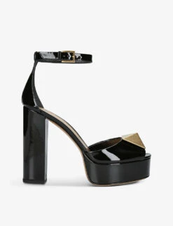 Valentino Garavani Maxi Stud Patent-leather Heeled Platform Sandals
