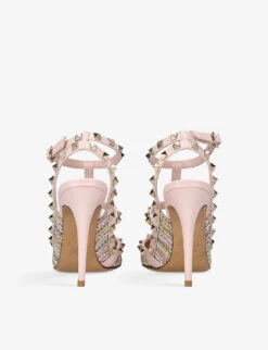 Valentino Garavani So Noir Rockstud 100 Tweed And Leather Courts -Manolo Blahnik Store R04077151 PINKCOMB ALT03