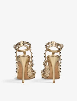 Valentino Garavani So Noir 100 Stud-embellished Raffia And Leather Heeled Sandals 8 Valentino Garavani So Noir 100 Stud-embellished Raffia And Leather Heeled Sandals -Manolo Blahnik Store R04077152 GOLD ALT03