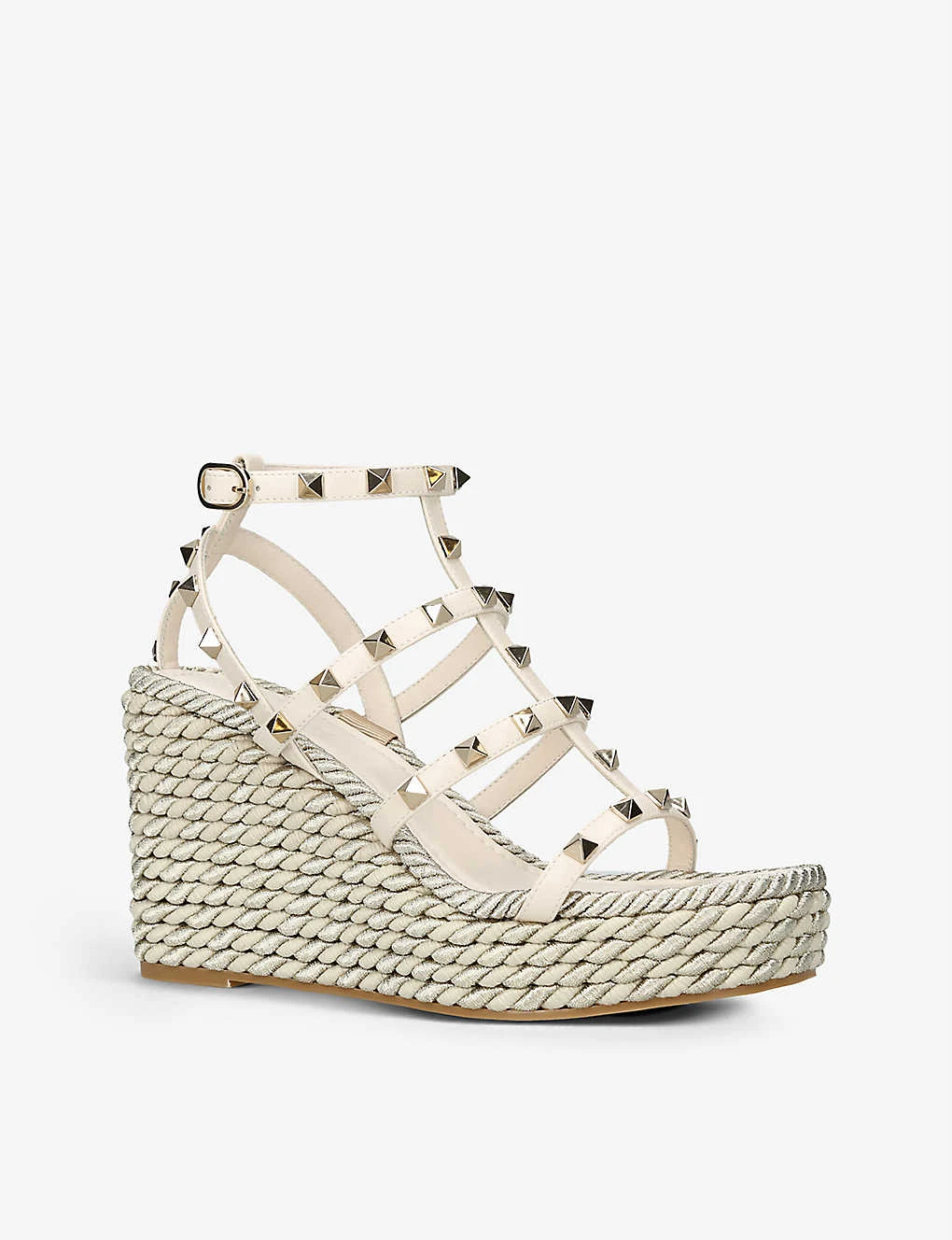 Valentino Garavani Rockstud 95 Braided Leather Heeled Sandals 3 Valentino Garavani Rockstud 95 Braided Leather Heeled Sandals - Image 3
