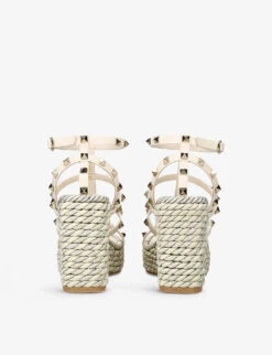 Valentino Garavani Rockstud 95 Braided Leather Heeled Sandals 8 Valentino Garavani Rockstud 95 Braided Leather Heeled Sandals -Manolo Blahnik Store R04077190 CREAM ALT03