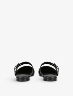 Alexander McQueen Punk Buckle-embellished Leather Mules -Manolo Blahnik Store R04077971 BLKOTHER ALT03