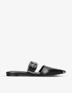 Alexander McQueen Punk Buckle-embellished Leather Mules