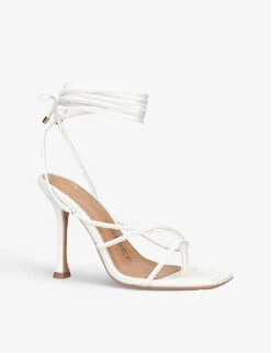 KG Kurt Geiger Sydney Wrap-around Embossed Faux-leather Heeled Sandals -Manolo Blahnik Store R04080116 WHITE ALT02
