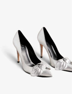 Ted Baker Silveyy Bow-embellished Leather Court Heels 7 Ted Baker Silveyy Bow-embellished Leather Court Heels -Manolo Blahnik Store R04082036 SILVER ALT02