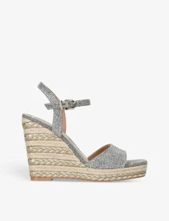 Carvela Palma Crystal-embellished Woven Espadrille Wedges