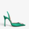 Amina Muaddi Camelia Crystal-embellished Satin Slingback Courts