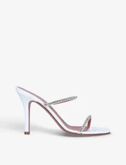 Amina Muaddi Gilda Crystal-embellished Leather Heeled Mules