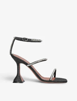 Amina Muaddi Gilda Crystal-embellished Leather Heeled Sandals