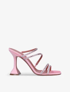 Amina Muaddi Naima Crystal-embellished Satin Heeled Sandals