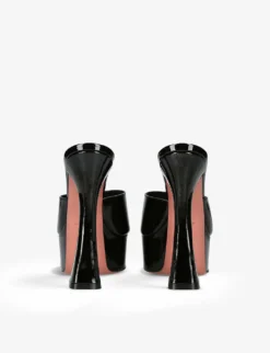 Amina Muaddi Dalida Patent-leather Heeled Platform Sandals -Manolo Blahnik Store R04090531 BLACK ALT03