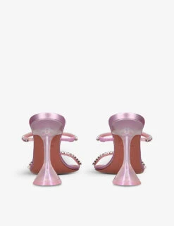 Amina Muaddi Gilda Crystal-embellished Metallic-leather Heeled Sandals -Manolo Blahnik Store R04090545 PINK ALT03