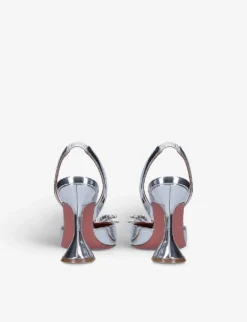 Amina Muaddi Rosie Crystal-embellished Sling-back Leather Courts -Manolo Blahnik Store R04090550 SILVER ALT03