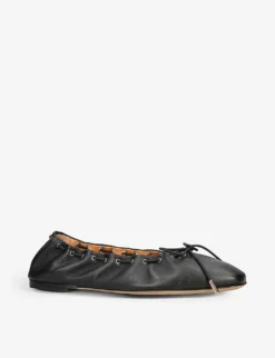 Chloé Oracia Bow-embellished Leather Ballet Flats -Manolo Blahnik Store R04093806 BLACK ALT02