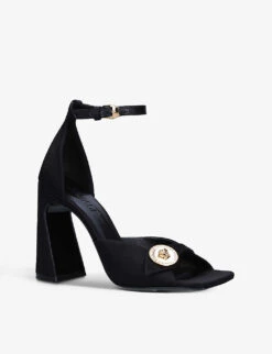 Versace Medusa Logo-embellished Satin Heeled Sandals -Manolo Blahnik Store R04096360 BLACK ALT02
