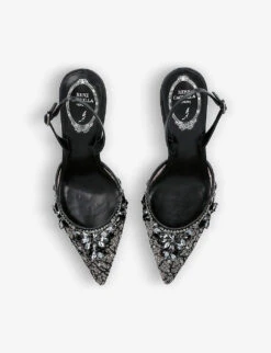Jewel-embellished Pointed-toe Woven Slingback Heeled Courts -Manolo Blahnik Store R04097313 BLACK ALT03
