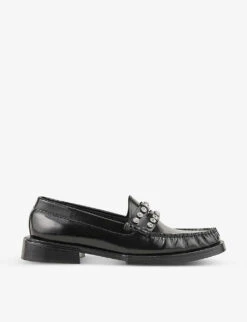 Sandro Max Strass Embellished Leather Loafers